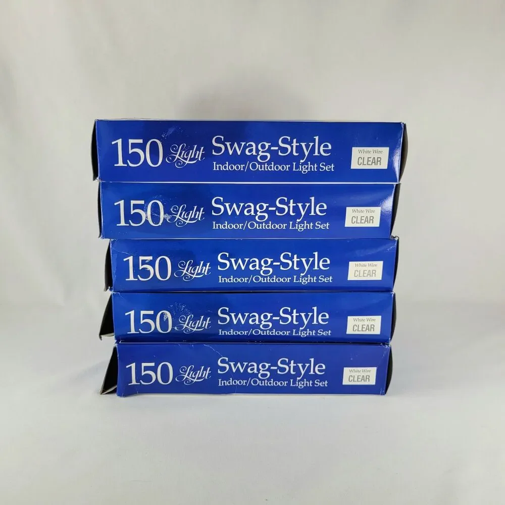Vintage Holiday Time Swag-Style Lights Set 10ft White Clear Christmas Lot of 5